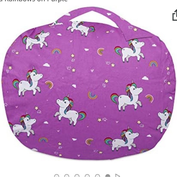 Posh Kids Stuffed Animal Storage Bean Bag Chair Cover Unicorn Rainbows Purple - Picture 1 of 8
